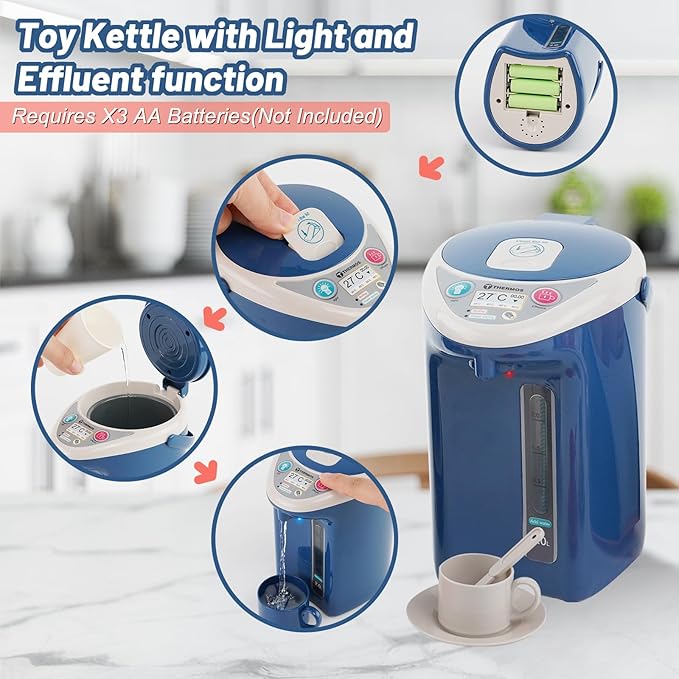 Kitchen Appliances for Kids Pretend Play Set Cooking Toys with Coffee Maker, Blender, Mixer, Toaster, Play Food, Utensils Kitchen Accessories Set for Girls Boys Gift