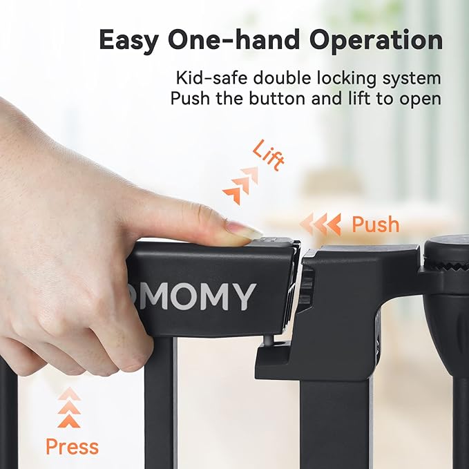 COMOMY 198" Baby Gate Extra Wide, Dog Gate Pet Gate for House Stairs Doorways Fireplace, 3 in 1 Play Yard Child Safety Gate, Auto Close, Hardware Mounted (30" Tall, Black)