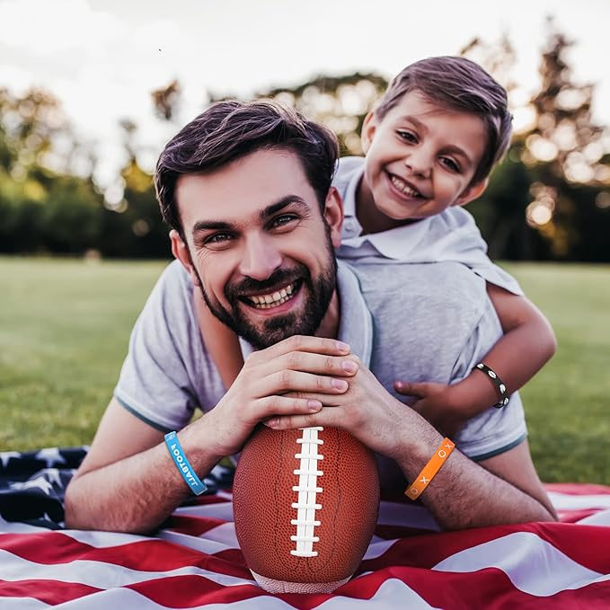 Kasyat 48 Pcs Football Party Favors Football Silicone Bracelets Motivational Rubber Wristbands Football Wristbands for Sport Themed Birthday Party Supplies Decorations Gifts Prize