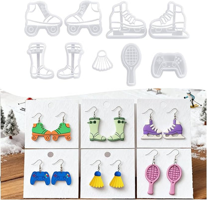 9Pcs Sports Polymer Clay Cutters - Game Polymer Clay Cutters - Ideal Polymer Clay Molds & Polymer Clay Earring Cutters for Sports-Inspired Jewelry Making