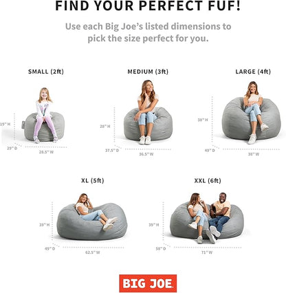 Big Joe Fuf Small Foam Filled Bean Bag Chair, Desert Rose Plush, Soft Polyester, 2 feet