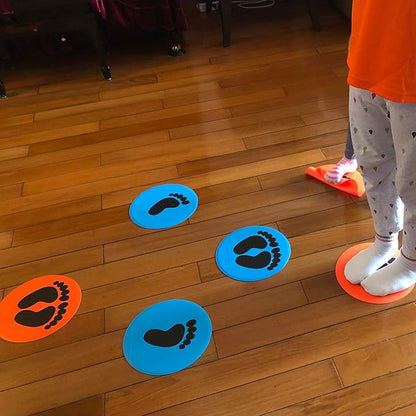 10inch Colorful Carpet Spot Flat Markers Feet Hands Twister Game for Classroom Home Indoor and Outdoor (Feet Set)