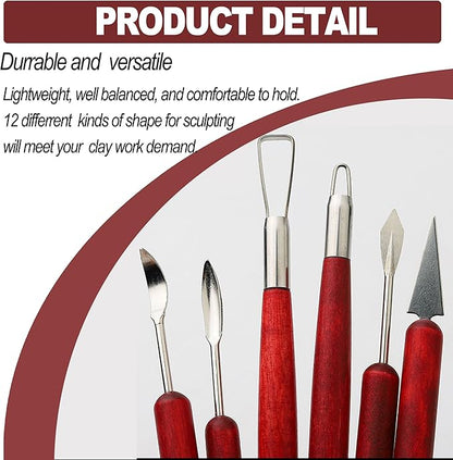 LINPHCEY 6-Piece Clay Sculpting Tools Set Perfect for Polymer Air Dry Modeling Clay Beginners & Professionals Ideal for DIY Pottery & Ceramics Tools for Clay Sculpting & Crafting