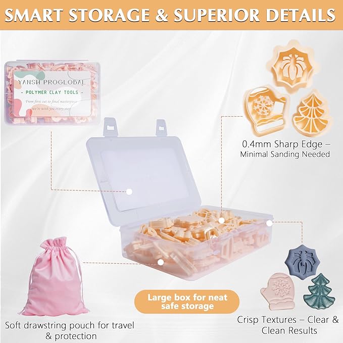70 Pcs Fall & Winter Polymer Clay Cutters Set, Halloween Thanksgiving & Christmas Clay Cutters for Polymer Clay Jewelry, Pumpkin Turkey Snowflake Shapes for Earrings (YANSH PROGLOBAL)