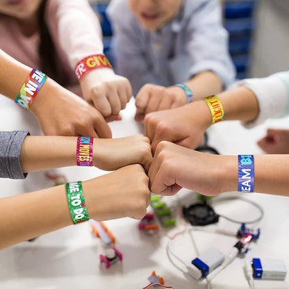 Frienda Inspirational Gift Set Motivational Slap Bracelets with Button Pins Encourage Bracelet for Students School Rewards Gifts