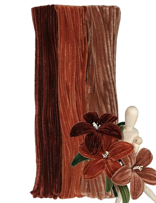 Toffee Brown Color Trio Pipe Cleaner Set - 300pcs, Thick Fluffy Chenille Stems for Arts & Crafts, Perfect for Making Animals, Flowers, and Festive Decorations(12 inches x 0.24 inches)