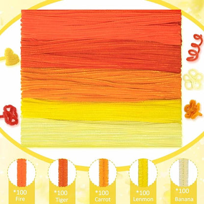 Peryiter 500 Pieces Pipe Cleaners Chenille Stems 12 Inch Craft Supplies Bulk for DIY Art and Craft Projects Creative Gift Wrapping Party Decorations(Orange,12 Inch)