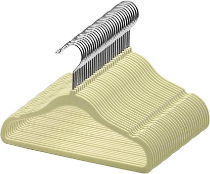 GoodtoU Kids Velvet Hangers,30 Pack Baby Hangers for Closet Non Slip Velvet Clothes Hangers Coat Hangers for Toddler Children Infant Hanger (Beige 30Pack)