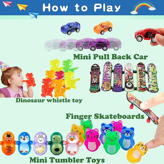 120 Pcs Party Favors for Kids, Treasure Box Toys for Classroom, Goodie Bag Stuffers, Pinata Filler, Treasure Cheast for Kids Prizes, Carnival Prizes Box Toys, Return Gifts for Kids Birthday 4-8-12