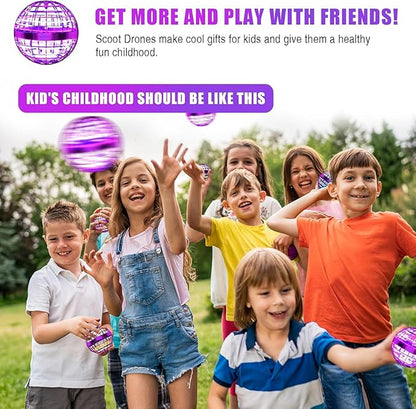2025 Flying Orb Ball Toy, Galaxy Boomerang Hover Ball Led Lights Mini Drone Globe Hand Controlled Flying Ball Toys Cool Toys Gift for 6 7 8 9 10+ YearOld Boys Girls Teens Outdoor Toys(Purple)