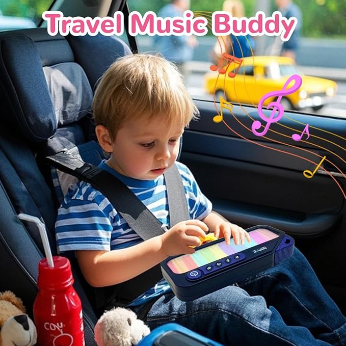 Kids Mini Piano Toy, BPA-Free Light Up Keyboard, Portable Travel Learning Toys for Toddlers, Music Interactive Birthday Gift for 3 4 5 6 Year Old Boys Girls Children(Dark Purple)
