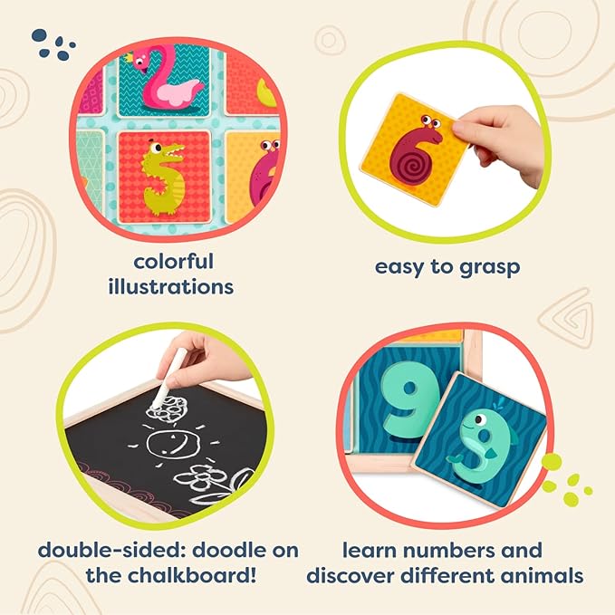 B. toys- Count n’ Doodle- Magnetic Number Puzzle – Wooden Puzzle – Chalkboard Side – 2-in-1 Puzzle & Drawing Board- 2 Years +