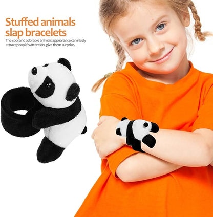 Abaodam Animal Slap Bracelet Panda Slap Bracelet Plush Panda Stuffed Animal Hugger Snap Wrist Band for Kids Birthday Party