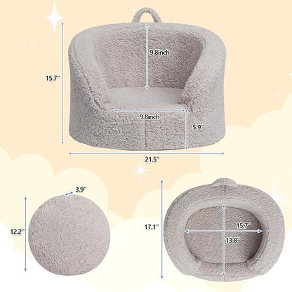 ALIMORDEN Snug-Arch Toddler Couch, Comfy Foam Baby Chair, Ergonomic Toddler Chair with a Snug Embrace Design for Boys and Girls, Light Grey