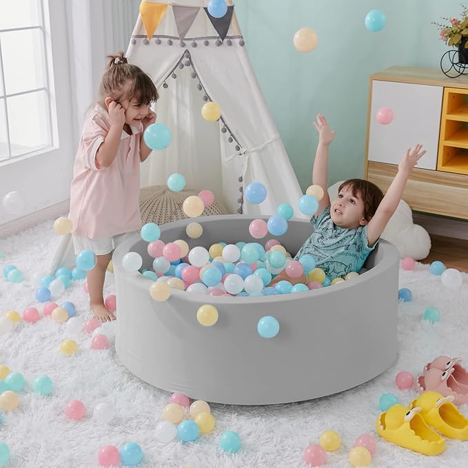 SHJADE Foam Ball Pit for Toddlers, 35.4"x 11.8" Kids Ball Pit, Soft Round Baby Ball Pool, Ideal Gift for Girls and Boys, Indoor and Outdoor Game(Blue, NO Balls)