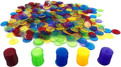Yuanhe 500 Pieces 3/4 Inch Transparent Counting Chips for Bingo Game, Party, Classroom, Game Night - Mixed Color