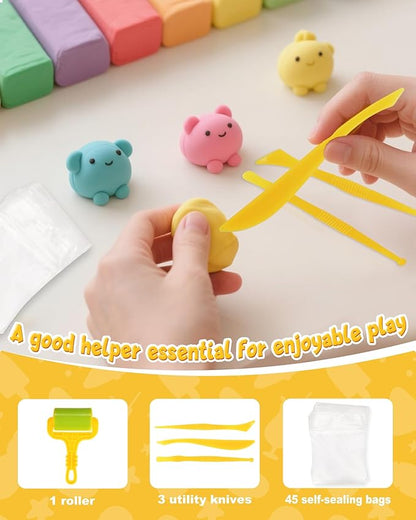 Modeling Clay Kit - 42 Colors Air Dry Clay, DIY Molding Magic Clay Includes Tools and Christmas Accessories, Modeling Clay for Kids is an Ideal Holiday Gift for Children Over 3 Years Old.