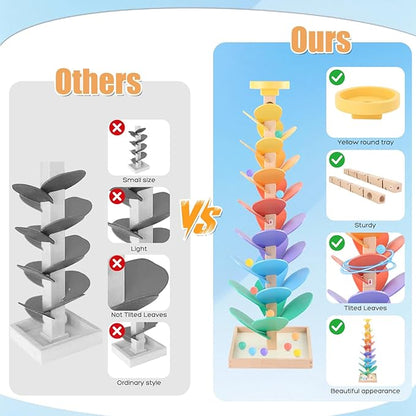Wooden Marble Run for Kids 4-8 Boys Girls Toys Music Tree Wood Toddlers Marble Ball Run Game Leaves Toys for 3-5 Years Old Learning Montessori Color Sorting Toys Birthday Gift