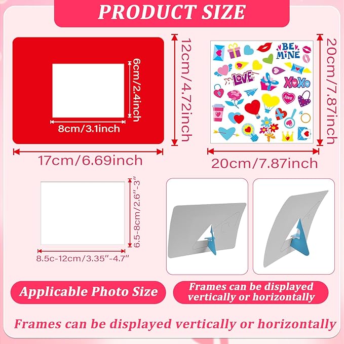 Qyeahkj Picture Frame Craft Set, 30 Set Valentines Day Art Kit for Kids with Easel, Heart Tree Picture Frame, Owl Stickers, Tree Card, Glue Points