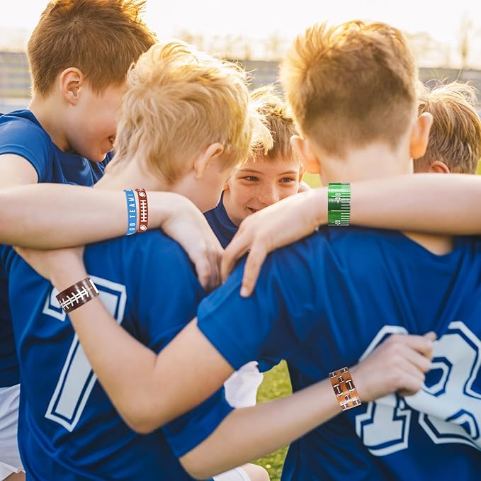 40 Pieces Football Party Favors, Football Silicone Wristbands Football Rubber Bracelets for Football Game Day Teens Birthday Football Theme Party Football Team Awards Presents