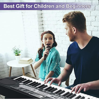Senfot Kids Keyboard Piano 61 Key, Portable Electric Piano Keyboard, Sturdy Stand and Stool, With Headphones and Microphone, Carrying Bag for Easy Transportation, Perfect for Beginners and Kids Gift