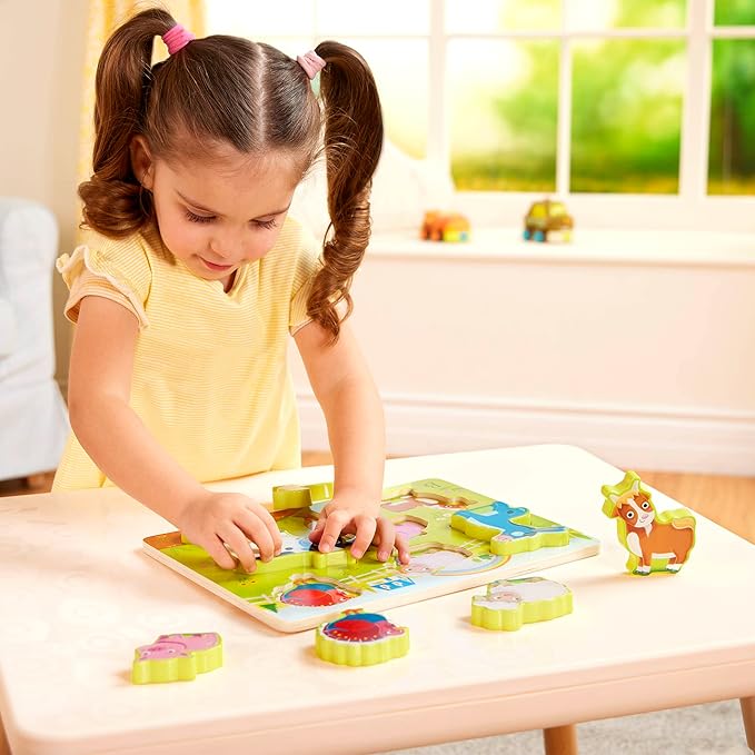 B. toys- Peek & Explore - Farm Animals- Wooden Puzzle – Chunky Puzzle for Toddlers, Kids – Farm Animal Puzzle – Cow, Sheep, Pig & More – 2 Years +