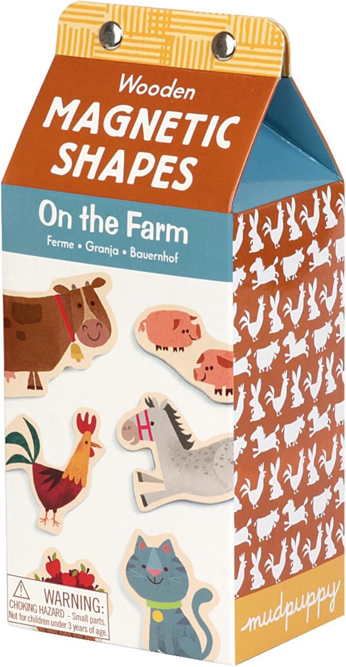 Mudpuppy On the Farm – Wooden Magnetic Shapes Featuring Adorable Farmyard Animals for Children Ages 3 and Up