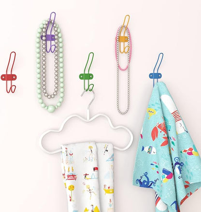 Kids Wall Coat Hooks for Girls and Boys for Jackets Backpacks Robes and Towels - Children Colorful Wall Mounted Hanger Hooks Rack for Nursery Bedroom and Bathroom - Set of 5