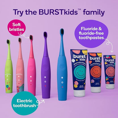 BURST Bubblegum Bonanza Kids Toothpaste with Fluoride (4oz/2 Pack) | Great Tasting Flavored for Children & Toddlers | Anticavity | Dye Free & Vegan | Safe for Kids Ages 2+