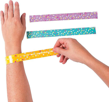 Fun Express Donut Party Sprinkle Slap Bracelets (Set of 12) Party Supplies and Favors Multicolored