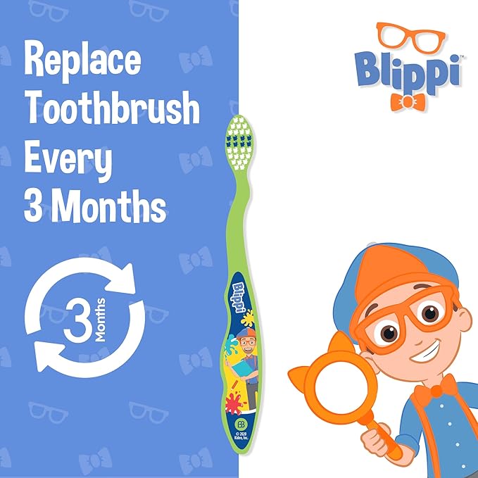 Brush Buddies Blippi Kids Toothbrushes, Manual Toothbrushes for Kids, Toothbrush for Toddlers 2-4 Years, Blippi Childrens Toothbrush, Soft Toothbrushes, 3 Count