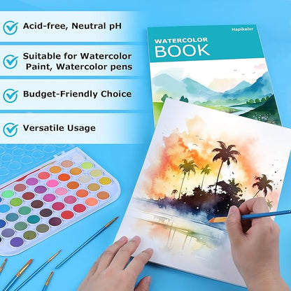 Hapikalor 4-Pack 9"x12"Watercolor Paper Pad, Bulk School Supplies for Kids, Teacher Classroom Must Have, Art Watercolor Paper, Arts & Crafts, Watercolor Pad for Finger Paint, Watercolor Pens, Teal