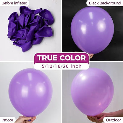 Bezente Purple Balloons Latex Party Balloons - 150 Pack 5 inch Matte Small Purple Helium Balloons for Birthday Wedding Bridal Shower Halloween Party Decorations