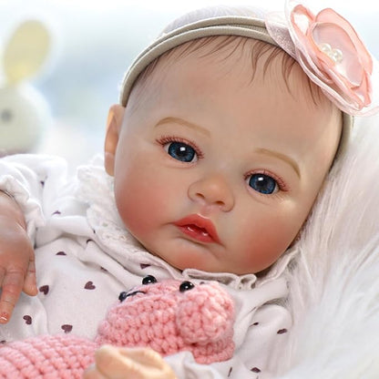 Reborn Baby Dolls - 18 Inch Realistic Baby Doll Girl, Real Life Baby Dolls with Cute Soft Vinyl Body, Real Baby Doll Newborn Lifelike Baby Gift with Accessories for 3+ Years Old Kids