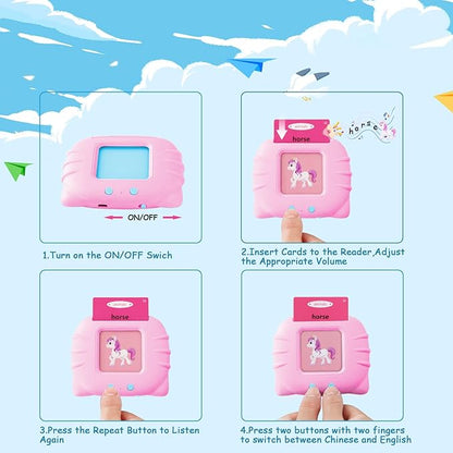 Toddler Toys for 2 3 4 5 Year Old Boys and Girls, Autism Sensory Toys for Autistic Children, Learning Montessori Toys, Speech Therapy Toys, 224 Sight Words Talking Flash Cards (Pink 224)