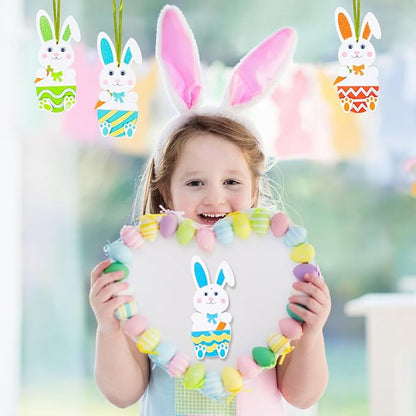 Fennoral 24 Pack Easter Bunny Craft for Kids Make You Own Easter Rabbit Foam Stickers Ornament DIY Easter Arts and Crafts for Easter Party Decoration Easter Gifts