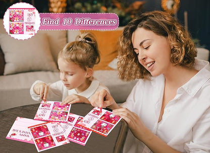 FaCraft Valentines Day Cards for Kids Classroom School,30PCS Find 10 Difference Valentines Day Gifts Cards with Envelopes Valentines Exchange Cards Valentine Party Favor Gifts for Kids Boys Girls