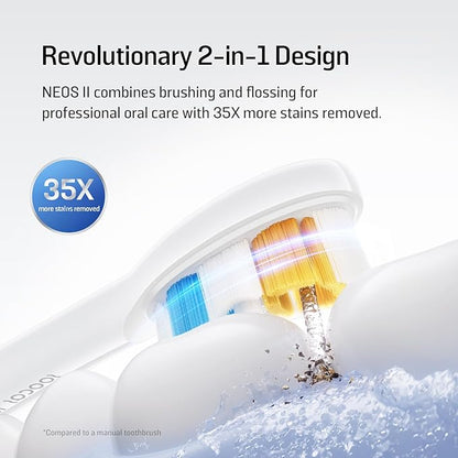 Soocas NEOS II - Sonic Electric Toothbrush and Water Flosser, Cordless Oral Irrigator, Electric Toothbrush for Adults, Portable Water Flosser, Superior Plaque Removal, Pearl White