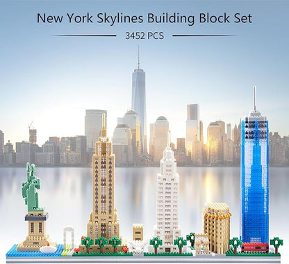 Building Blocks Set, Architecture Model New York Skylines Building Blocks 3452 PCS Micro Building Bricks Gift for Adults
