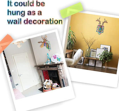 Hautton 3D Coloring Puzzle, Creative DIY Painting Puzzle Set Toy with 10 Colouring Pens, Fun Arts Crafts Gift for Kids Age 3 4 5 6 7 8 9 10 11 12 -Elk