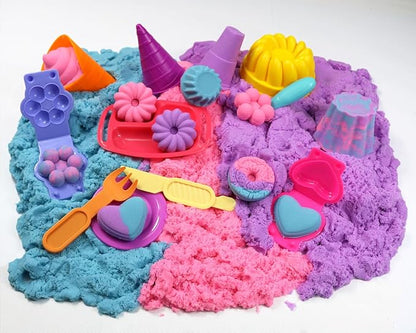 FYZ Brothers Play Sand Kit, Ice Cream Sand Toys, 3lbs Color Sand, 25Pcs Sandbox Sand Kit Beach Toys for Girls Boys - Kitchen Molds Tools Toys