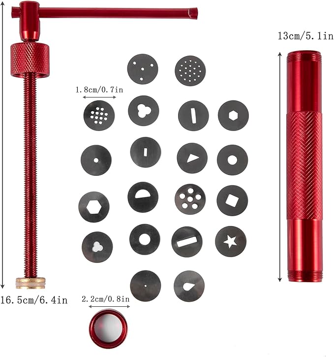 Stainless Steel Clay Extruder Sugar Paste Extruder Cake Fondant Decorating Tool Set Ceramics & Pottery Clay Extruders Mixers & Presses (Red)