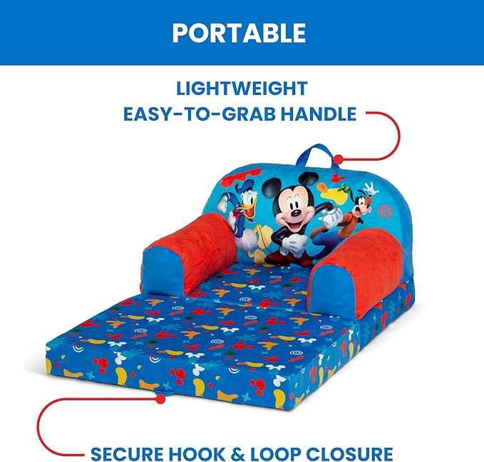 Delta Children - Mickey Mouse Cozee Buddy Flip-Out Kids Chair, Blue