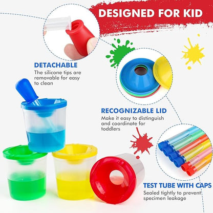 Color Science Test Tubes, Droppers for Kids, Plastic Test Tubes with Caps, Lab Tubes Science Experiments for Kids Age 4 5 6 7 8, Science Supplies Test Tube Holder for Little Scientist