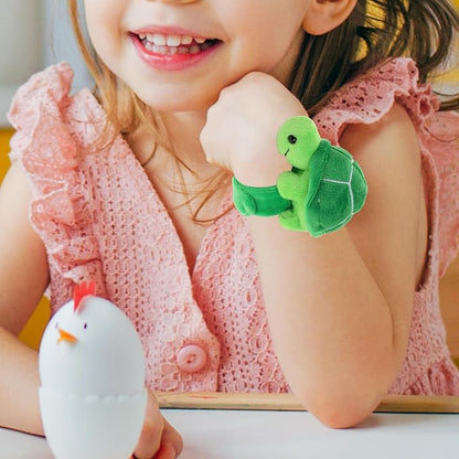 Plush Slap Bracelets Stuffed Animal Huggers Turtle Sea Animal Slap Bracelets Stuffed Ocean Theme Party Plush Fillers Party Favors Turtle Snap Bracelet, 10X7.5CM, Green