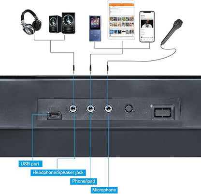Hricane Keyboard Piano Lighted Keys for Beginner Adults Teens Kids, 61 Key Electronic Music Keyboard with Teaching Modes Powered by USB or Battery with LCD Display Microphone Headphone Jack