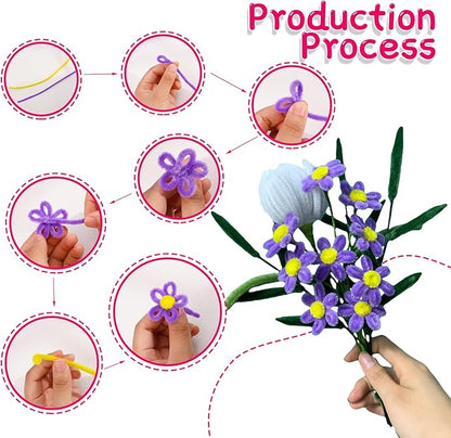 100Pcs Pipe Cleaners, Pipe Cleaners Craft, Chenille Stems Creative Craft Pipe Cleaners for Festivals Flower Making, Crafting Pipe Cleaners Supplies for Home DIY Decorations/Rose