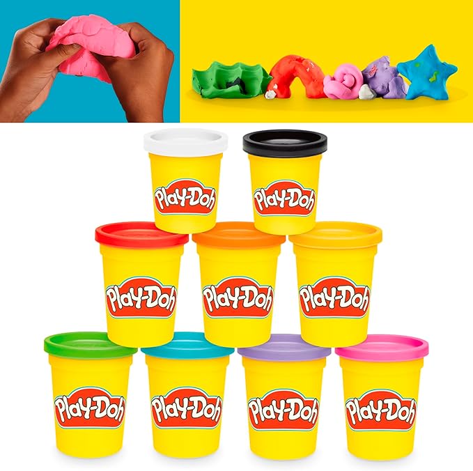Play-Doh 9 Pack Favorite Color Set, Assorted Colors, 2 & 4 Ounce Modeling Compound Cans, Kids Arts & Crafts, Preschool Toys for 2 Year Old Girls & Boys & Up (Amazon Exclusive)