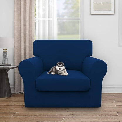 Easy-Going 100% Dual Waterproof Chair Cover Stretch Soft Couch Cover for Dogs, Sofa Slipcover for 1 Separate Cushion Couch Leakproof Furniture Protector for Kids, Pets Navy
