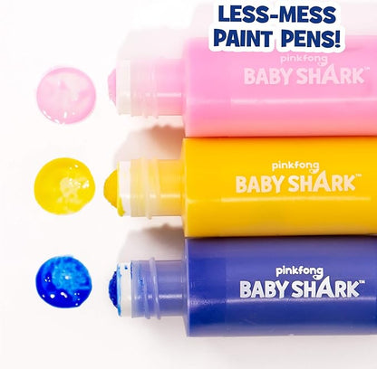 Horizon Group USA Baby Shark Dot Art Pad, Paint and Decorate a Baby Shark Coloring Book with 18 Pages, Includes 3 Dot Markers for Less-Mess Painting, Baby Shark Art Set, Baby Shark Arts and Crafts